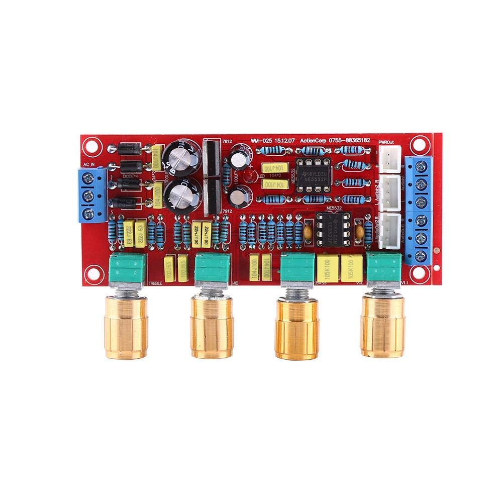 Module Préampli HI-FI NE5532 Assemblé - Contrôle Tonalité, Volume, Basses/Aiguës, Alim AC 12V, Idéal Pour Amplificateur Audio DIY