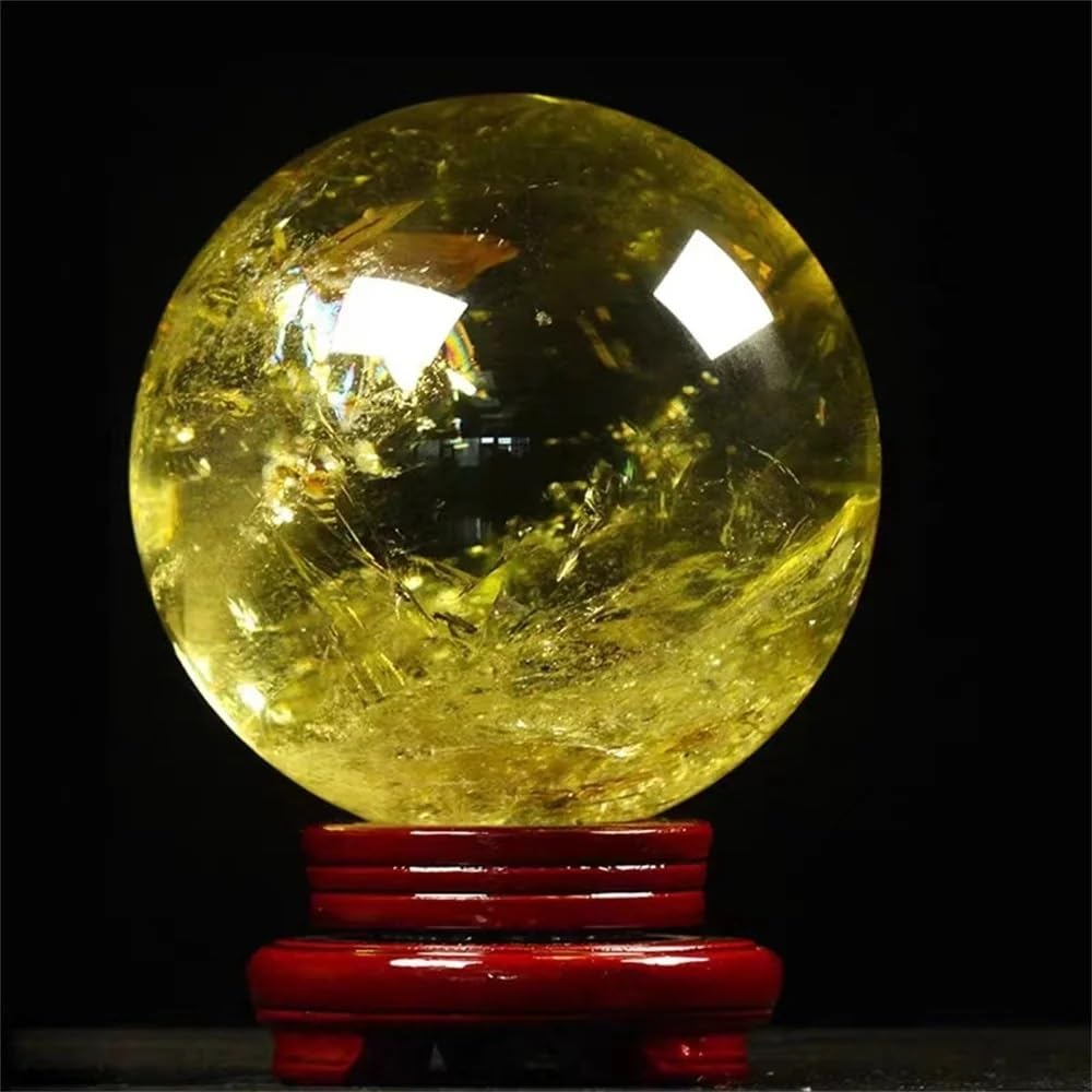 AARTERZZA Stone Yellow Crystal Ball Quartz Home Office Decorative (Color:Grade,Size:200-250g)
