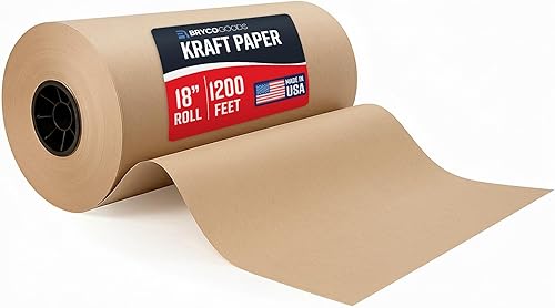 Miniatura 11 de Bryco Goods Rollo de papel kraft jumbo – marrón – 18 pulgadas x 2100 pulgadas (175 pies) – Hecho en Estados Unidos – Apto para embalaje – Mudanza