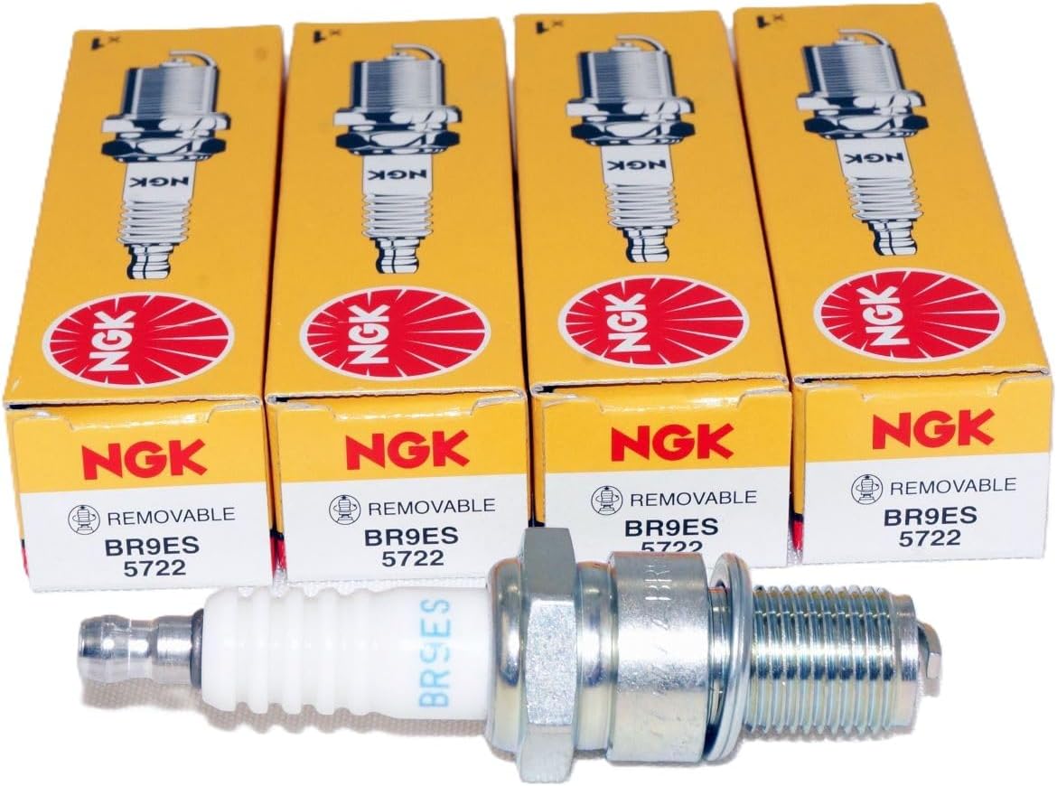 NGK BR9ES Nickel Spark Plugs Pack of 4 - Resistor Type for Quick Starts & Smooth Engine Performance