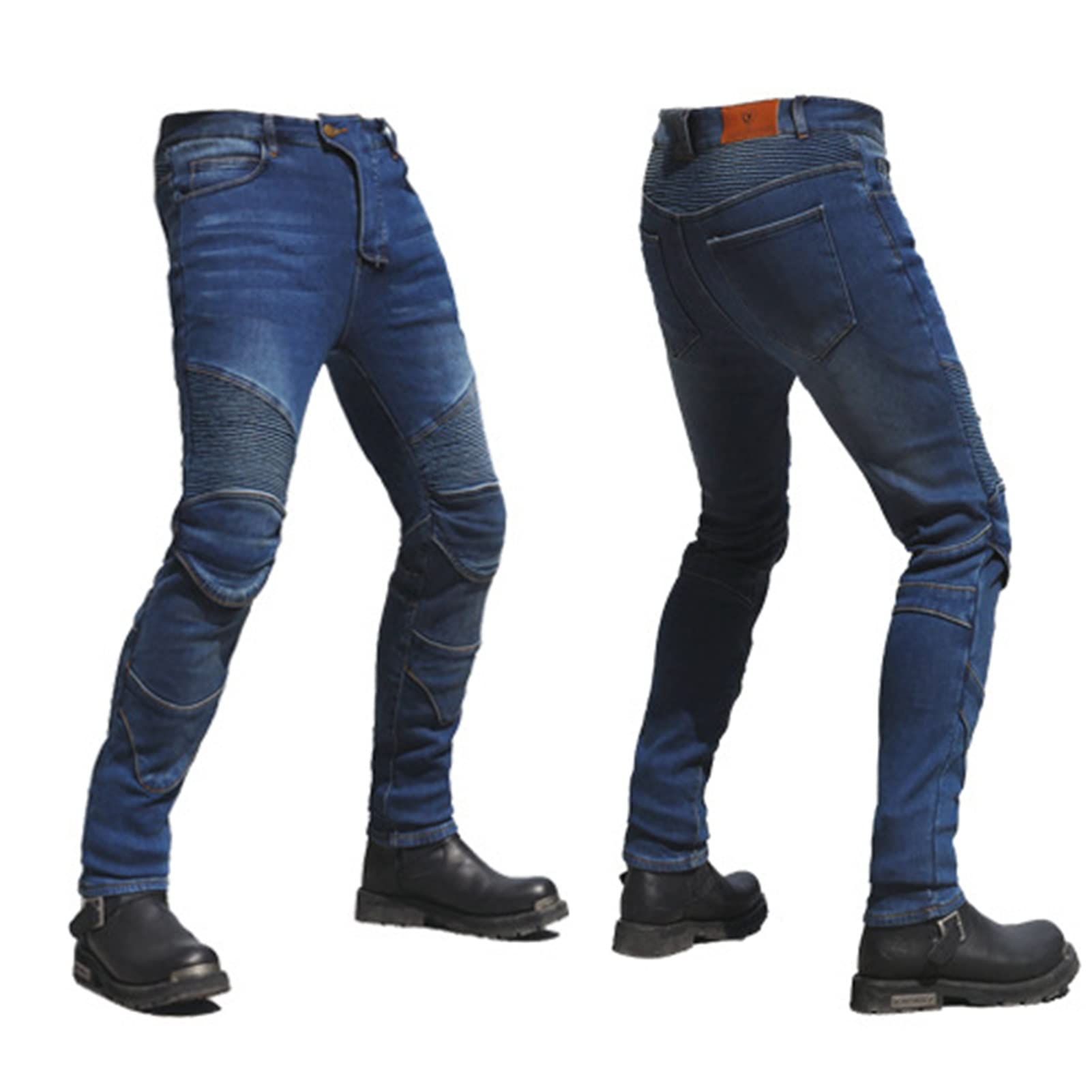 Pantaloni Da Equitazione Moto In Velluto Spesso Jeans Locomotive Invernali. Tessuto Denim Impermeabile, Resistente All'usura, Antivento Ginocchiere * 2, Escaping* 2