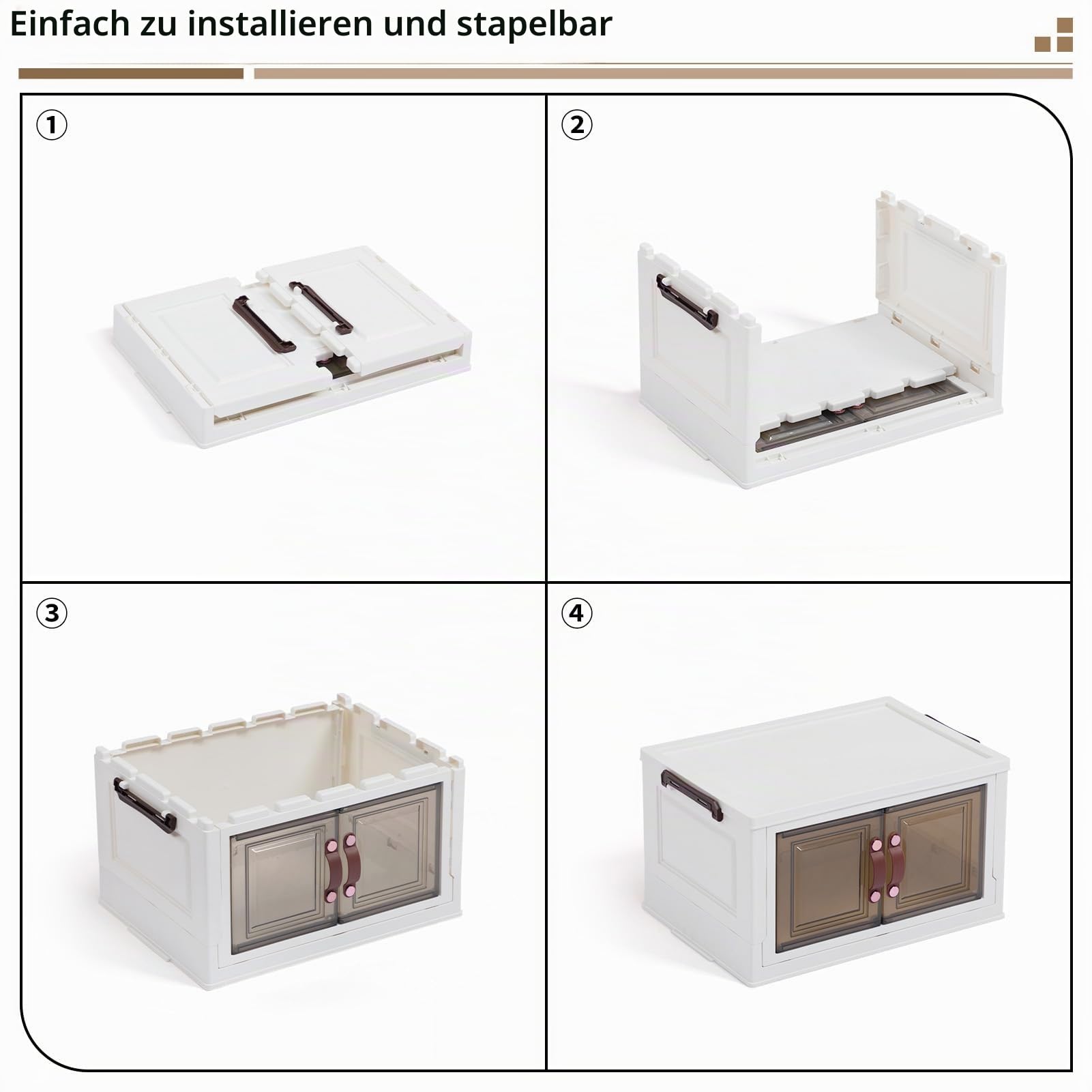 DreamHaven Faltbare Aufbewahrungsboxen mit Türen stapelbare Aufbewahrungsboxen aus Kunststoff und Rädern Aufbewahrungsbox Organizer für Schlafzimmer Badezimmer Küche Wohnzimmer，5-stöckige