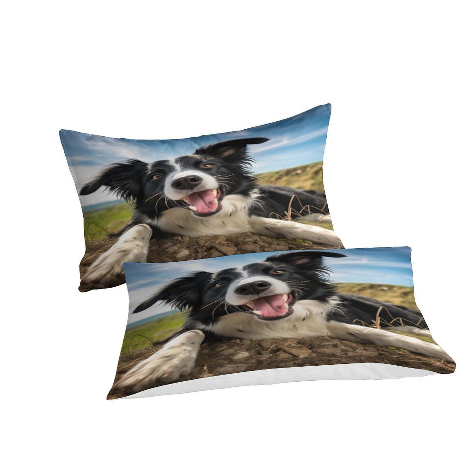 Carino Border Collie Set Copripiumino Con Stampa 3D Stampa Set Di Biancheria Da Letto Con Copriletto in Microfibra Copripiumino Soft Chic 3 Pezzi Per Adulti E Ragazzi Grande（220x240cm）