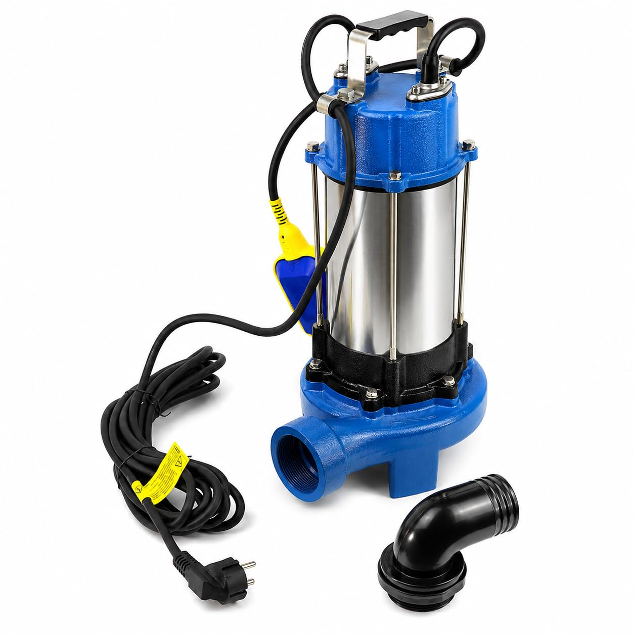 Ampika Pompa fecale con frantoio e galleggiante QW-1300DF per acque sporche, pompa di immersione per acque reflue 1300 W, 18 300 l/h, altezza di azionamento max. 5 m