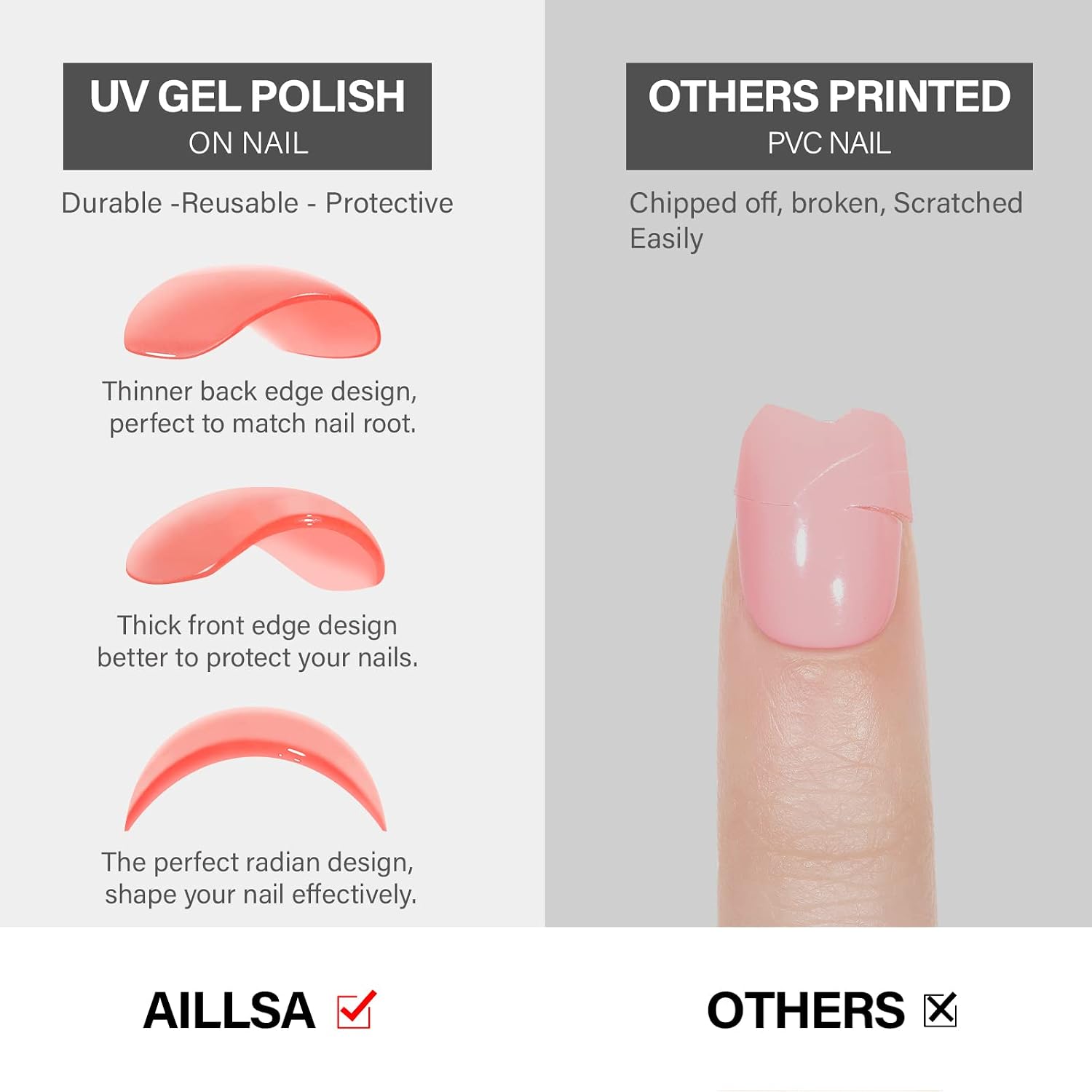 AILLSA Press on Nails Short - Square Shape Fake Nails Made by Soft Gel Lightweight & Comfortable Reusable, Glue on Nails Short 15Sizes 30Pcs Gel Nail Kit with Glue, Mothers Day Gifts