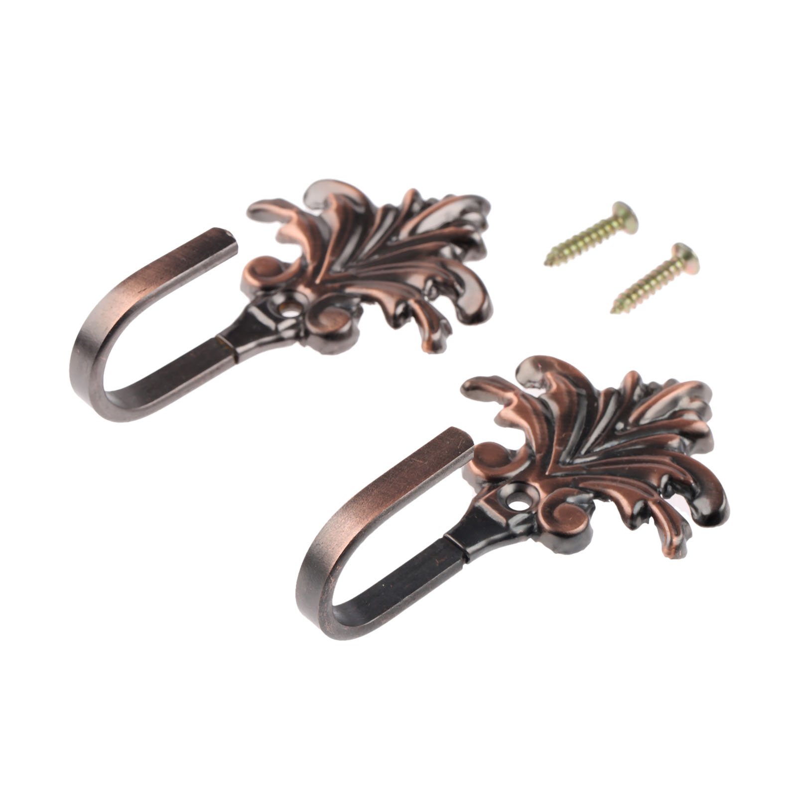 Hicello Red Copper 2Pcs Vintage Maple Leaves Curtain Drapery Tieback Door Wall Towel Cloth Coat Hook Holder With Screws