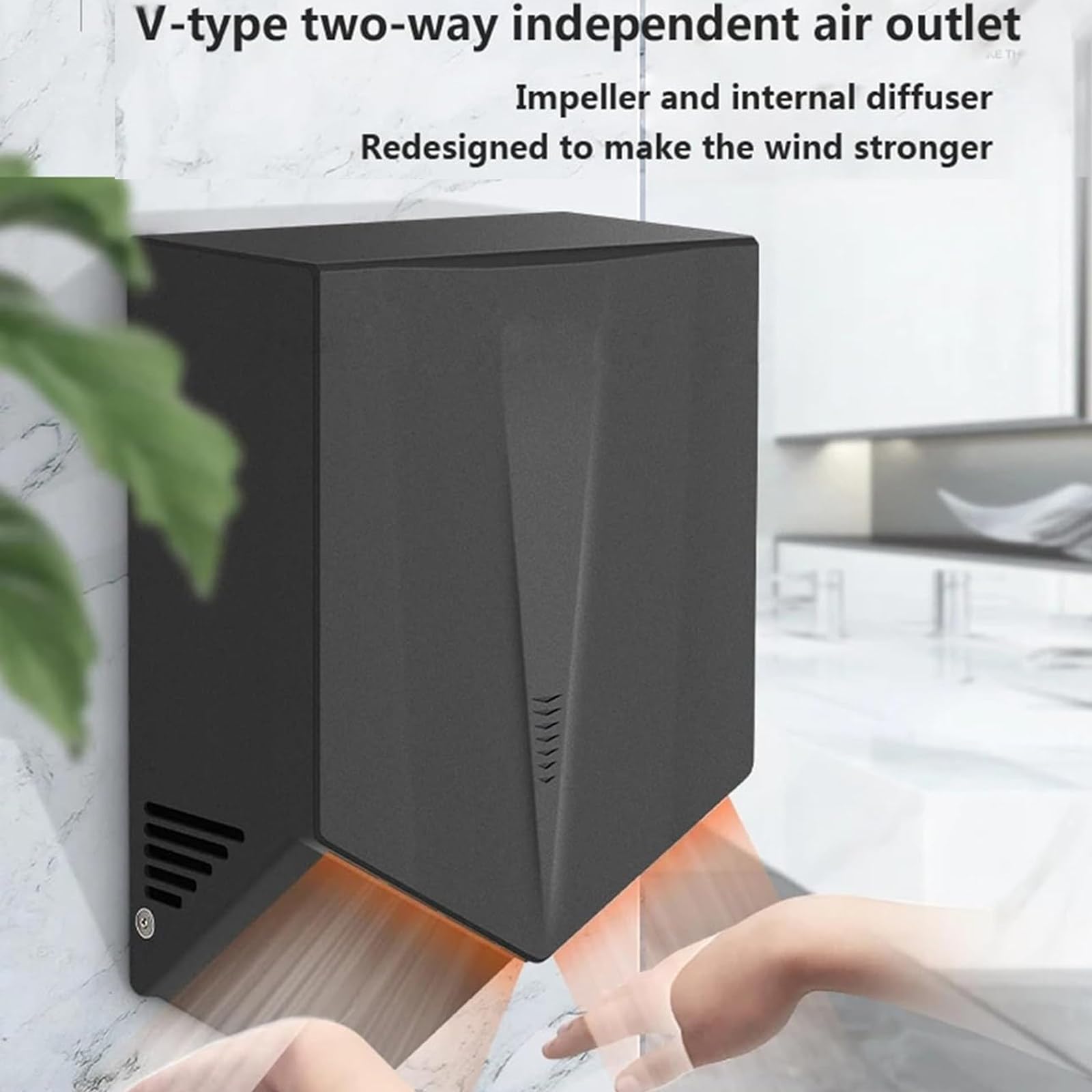 Secador De Manos Comercial Alta Velocidad con Aire Caliente Automático, Eléctrico Sin Contacto, para Oficinas, Restaurantes(White)