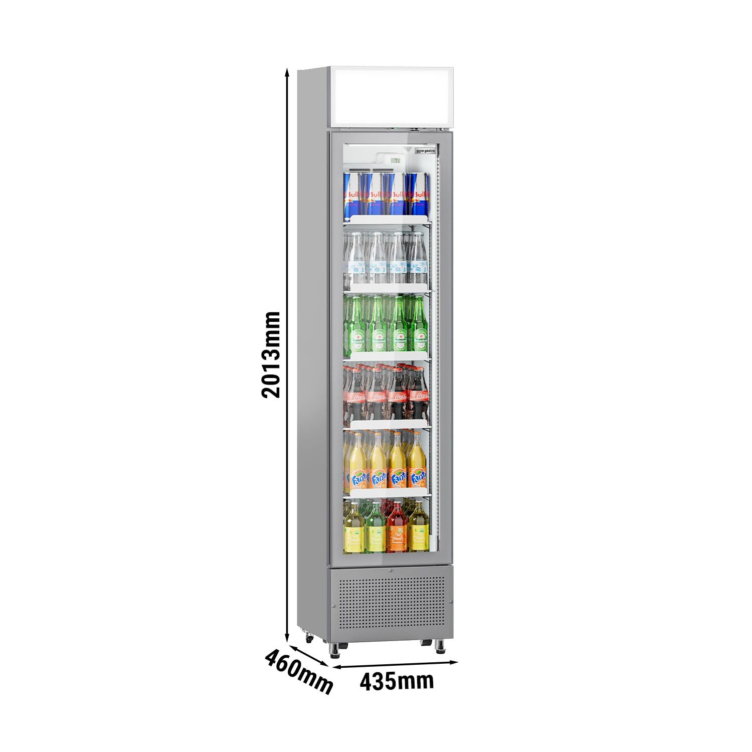 GGM Gastro | GK175UG | Getränkekühlschrank - 145 Liter - rahmenloses Design - mit 1 Glastür & Werbedisplay