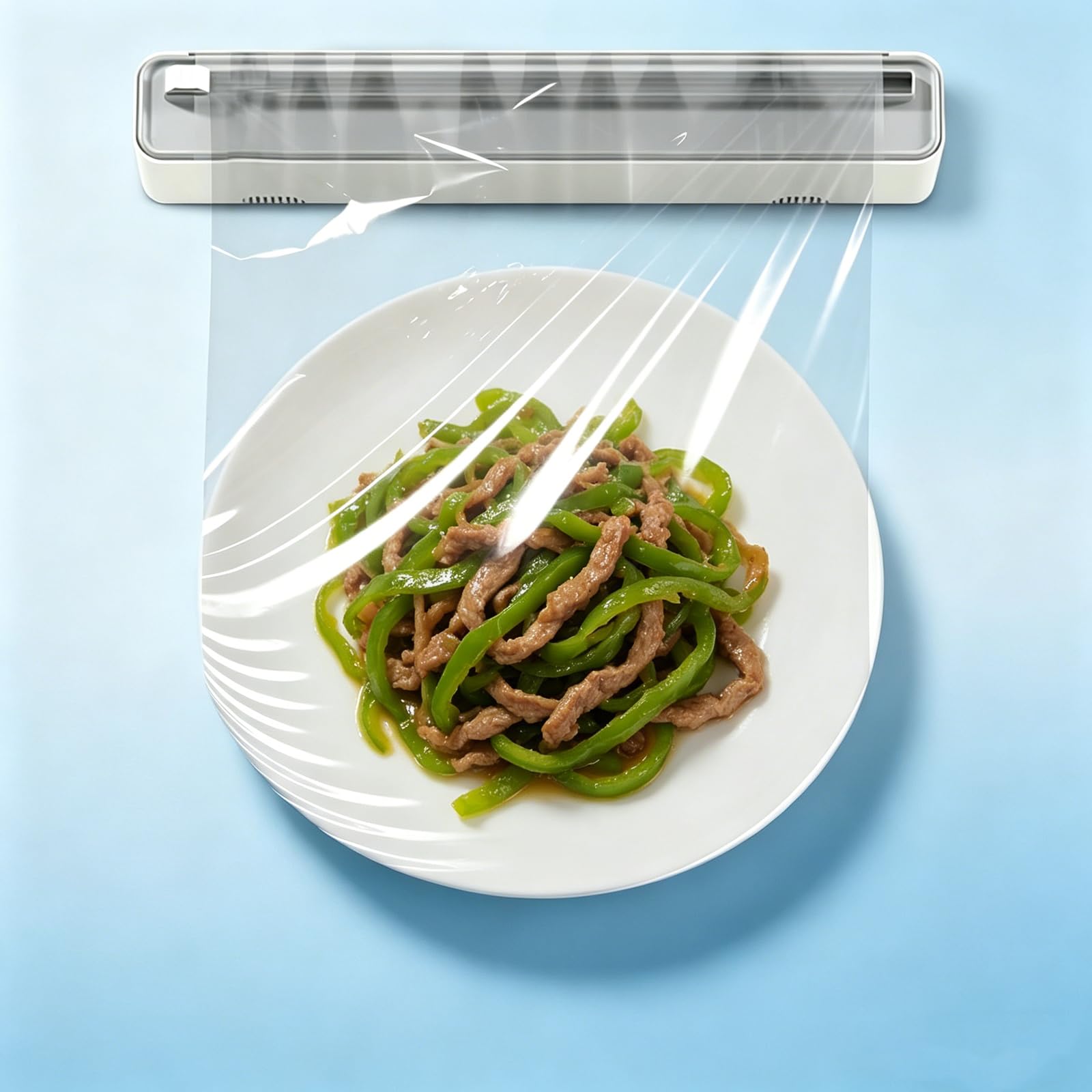 Magnétique Distributeur de Film Alimentaire, Plastique Dévidoir de Film avec Cutter, Distributeur Coupe-capsule Distributeur de Films Magnétique pour Cuisine (Gris)