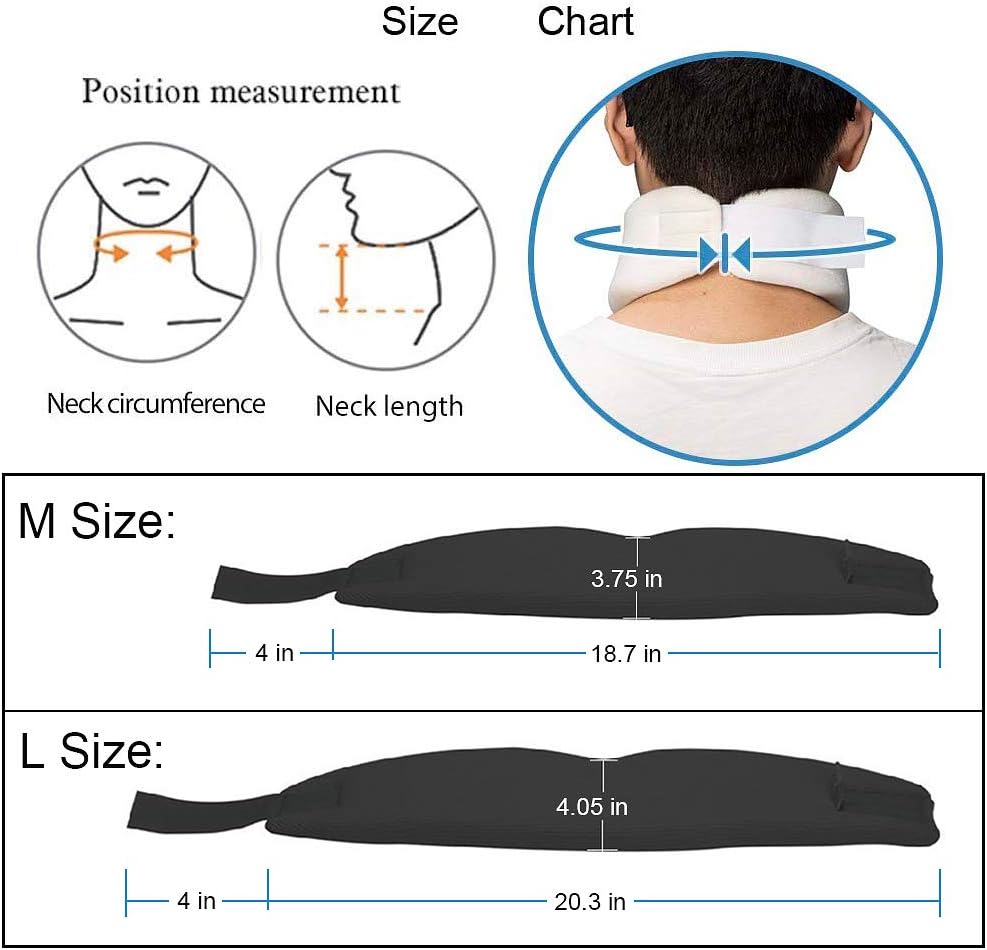 Medibot Soft Foam Cervical Collar Neck Support Brace for Sleeping Neck Pain (Black, M)