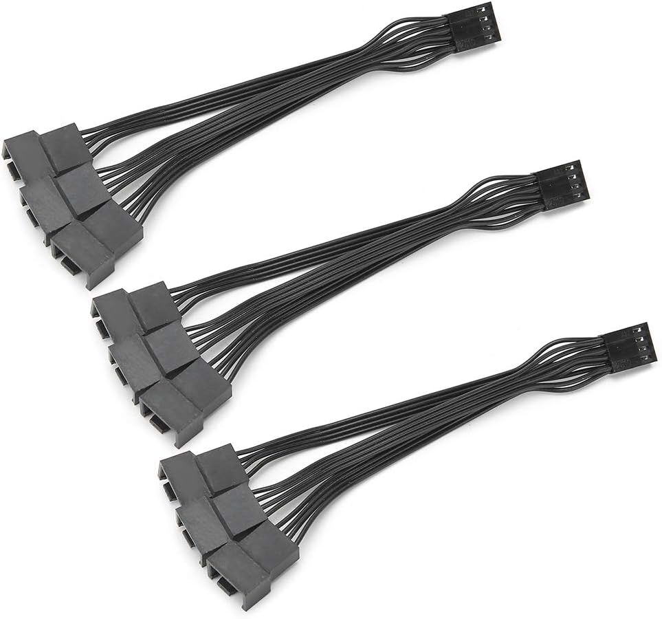 Vipxyc 3Pcs Fan Extension Cable 1 to 3 4Pin Connector Splitter Ultra