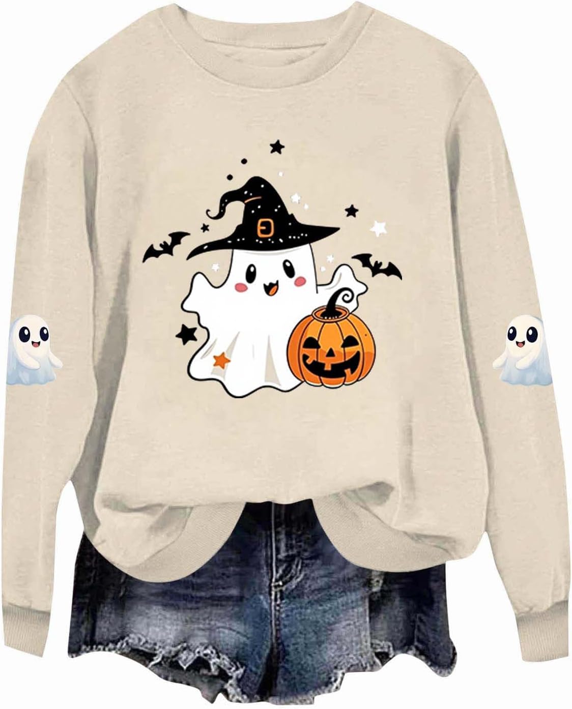 Cute Kids Ghost Witch Hat Pumpkin Halloween Hoodie Top