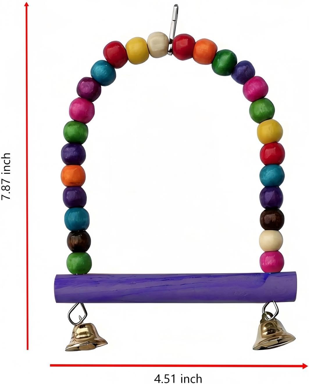 Bird Perch & Swing for Outdoors Hanging, Colorful Hummingbird Swings with Decorative Colorful Beads & Bells, Purple Wooden Rod for Wild Birds, Small Parrots, Cockatiel Cage Accessories image 5