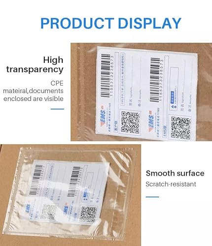 Inpourpack 7.5" X 5.5" Shipping Label Sleeves, Label Pouches Self-Adhesive Top Loading Packing List, Clear Shipping Label Envelopes Pouches (100 Packs) #TOP2