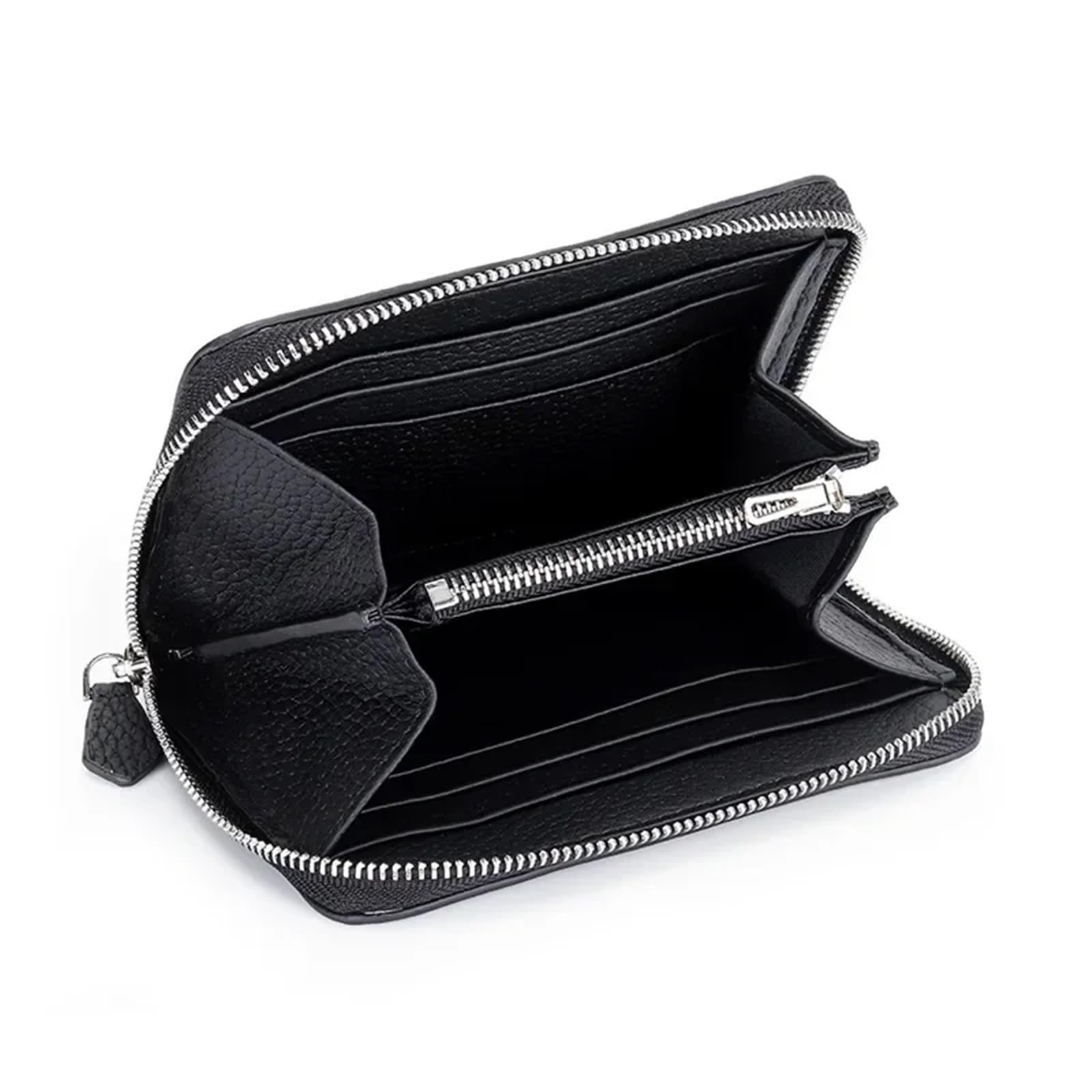 Porta Passaporto Portafogli di lusso in vera pelle for carte di credito da donna, porta monete e documenti, organizer da donna for il business(Black)
