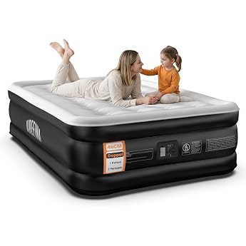Airefina Air Bed for 2 People Self-Inflating Air Mattress with Integrated Pump Self-Inflating Guest Bed Inflatable Mattress for Camping or Home Use Durable 190 x 137 x 46 cm