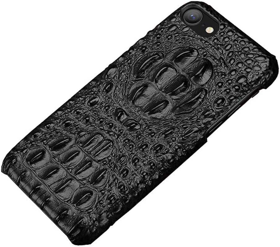 Étui de téléphone à motif crocodile pour Apple iPhone SE 2Nd protection antichoc cuir noir