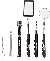 Neiko 20736A 6-Piece Magnetic Pickup Tool Set: 15lb Telescoping Retriever, LED Flashlight, Swivel Mirrors for Mechanics & DIY