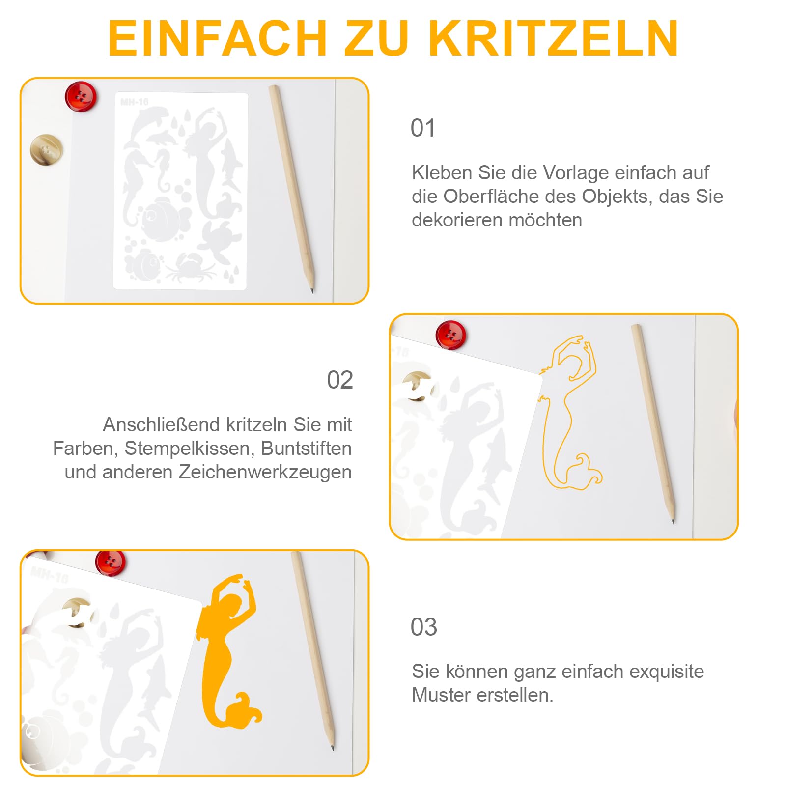 Schablonen Textilgestaltung 16 Stück Malschablonen Für Kinder -  Zeichenschablonen Für Textilgestaltung, Scrapbooking \u0026 DIY Projekte  Airbrush Schablonen Set, image size:1600x1600