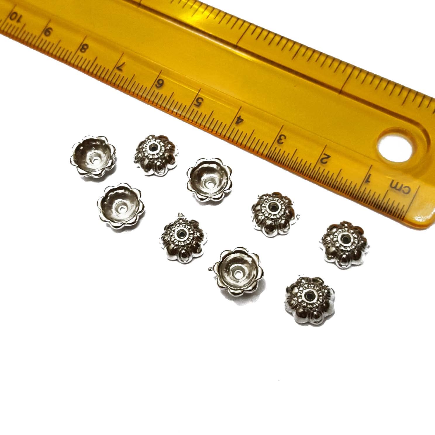 50pcs, 10mm, Acrylic Oxidised Silver Finish Caps Connector Beads Spacer Charms for Jewellery Making