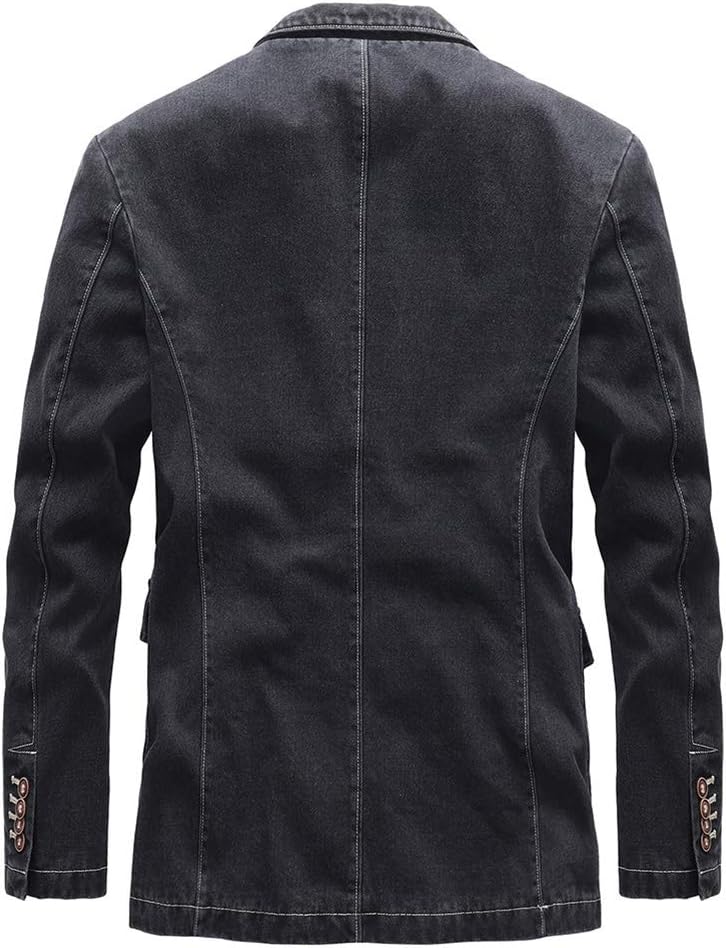 chouyatou Men's Notch Lapel Vintage Style Denim Suit Blazer Jacket Sport Coat
