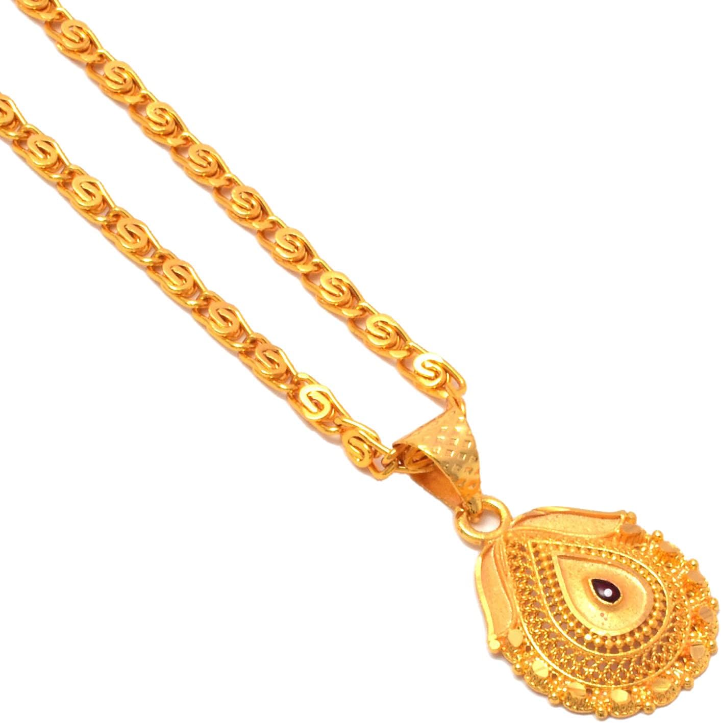 JewarHaat Indian K Gold Plated Locket/Pendant with Link Chain Fashion Jewelry Daily use for Men and Women