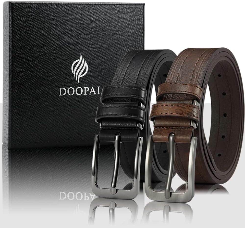 DOOPAI Men's Leather Belt - 1 3/8" Genuine Cowhide Dress Belt for Work, with Quick-Size Adjuster Golf & Casual - Image 6