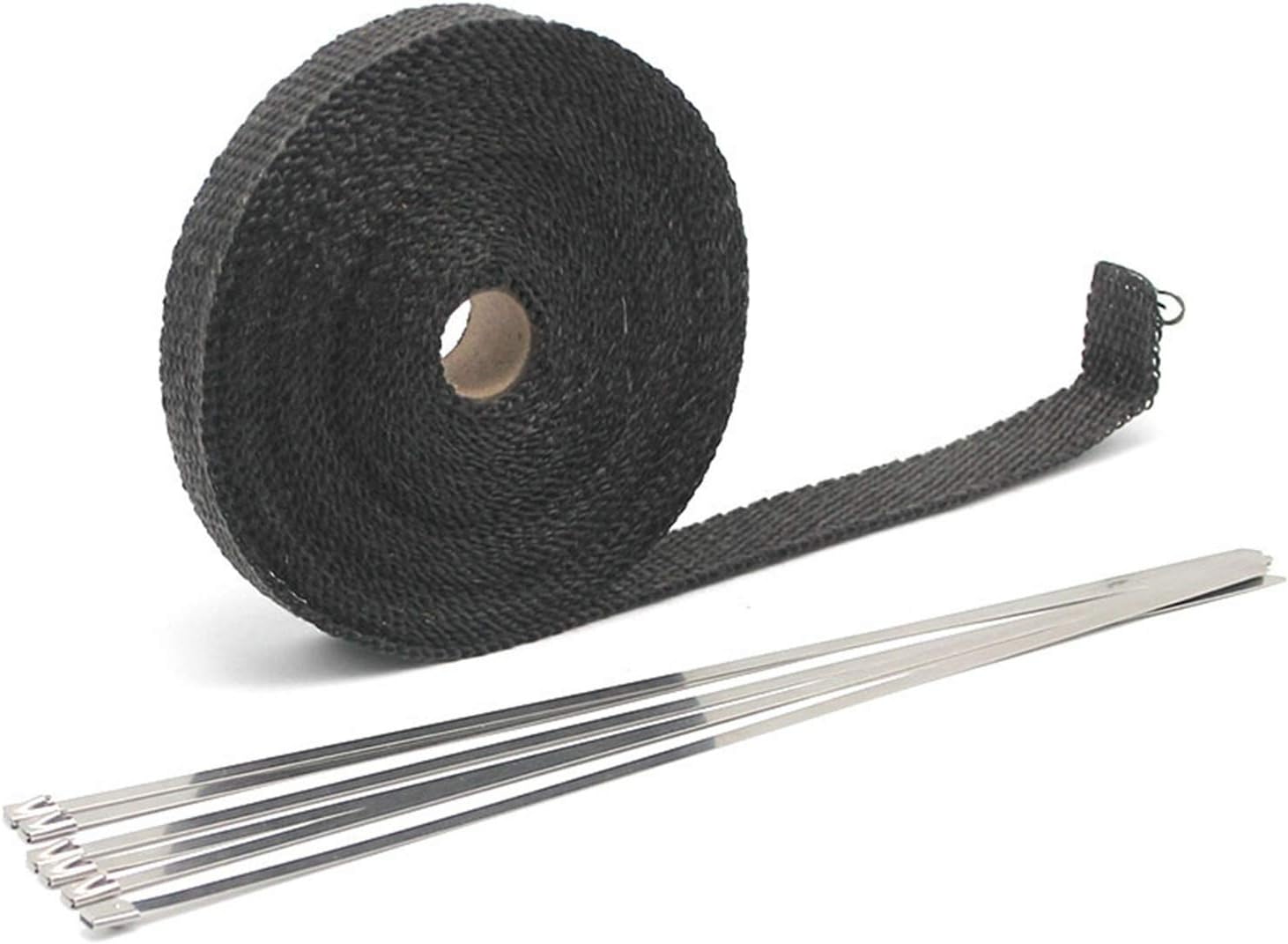 5/10/15M Car Moto Heat Shield Wrap Turbo Exhaust Heat Tape Wrap Pipe Wrap Shields Manifold Header Insulation Cloth Roll(15m Black)