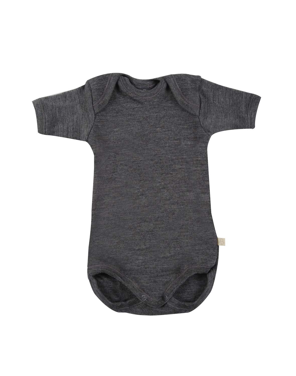 Dilling Dark Grey Melange Baby Bodysuit W/Short Sleeve - Organic Merino Wool 92
