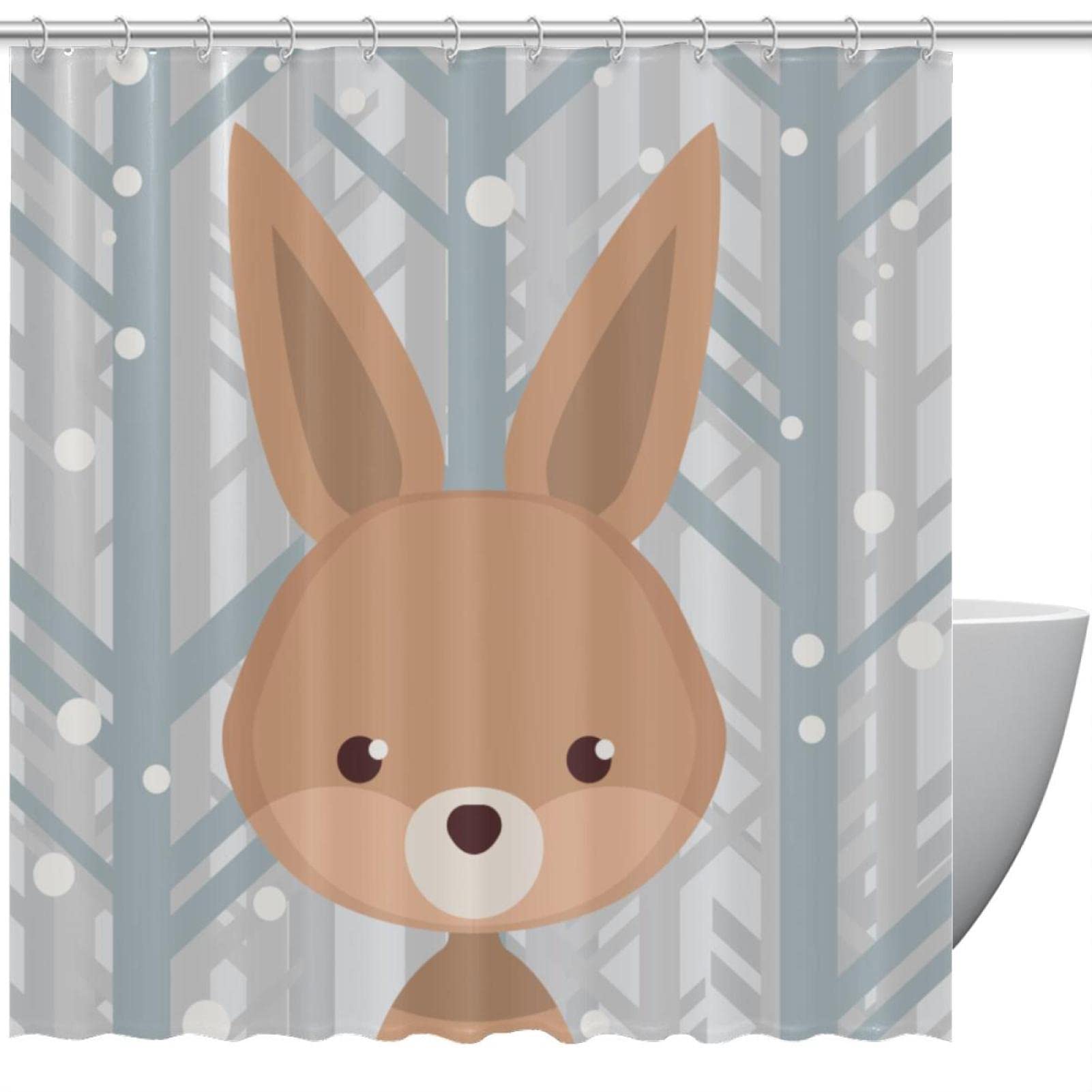 Rideau de douche lavable Lovely Bunny 152x183 cm imperméable anti-moisissure