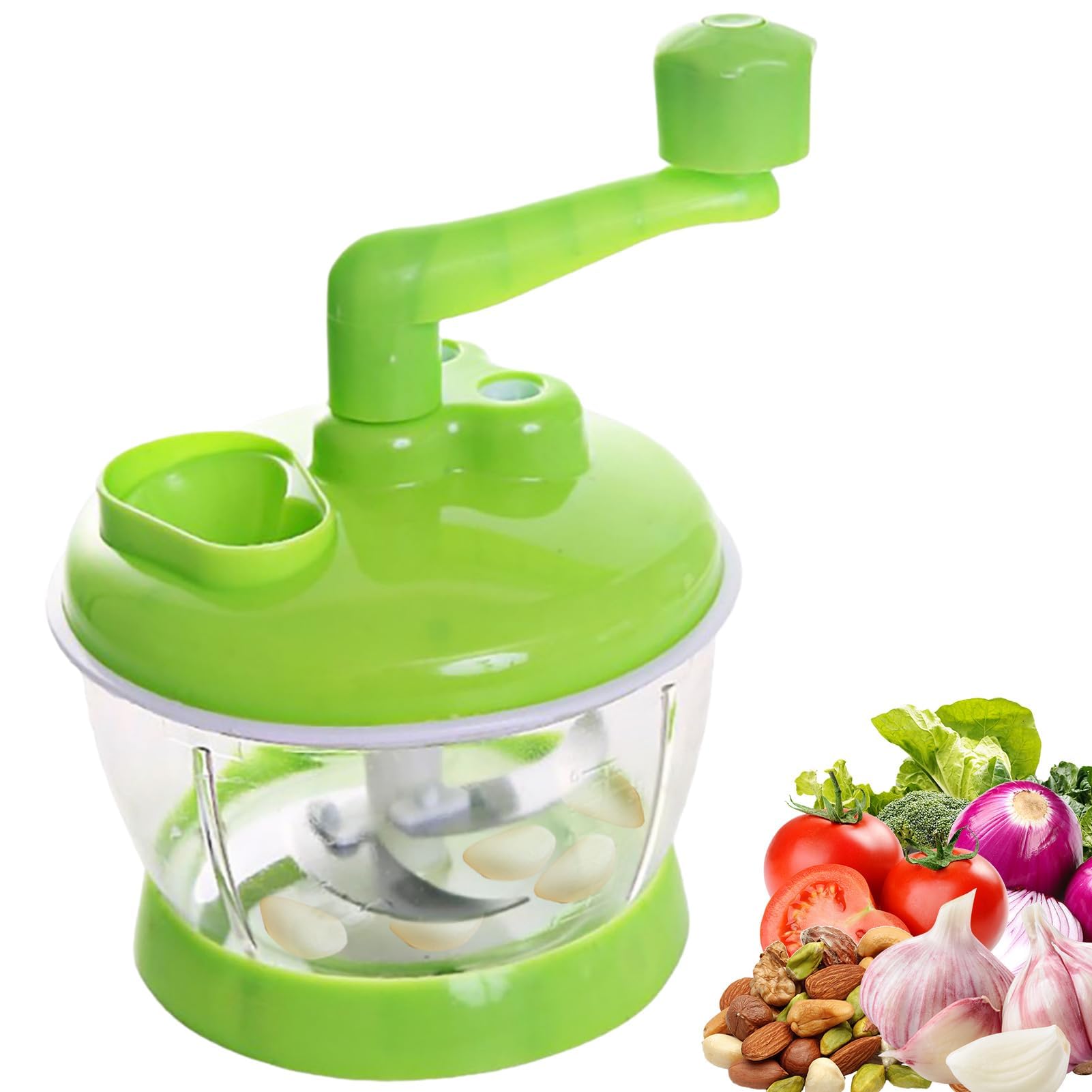 Manual Food Processor Hand Crank, Kitchen Food Processor Vegetable Chopper with Container Small Blender Food Processor Quiet Food Processor