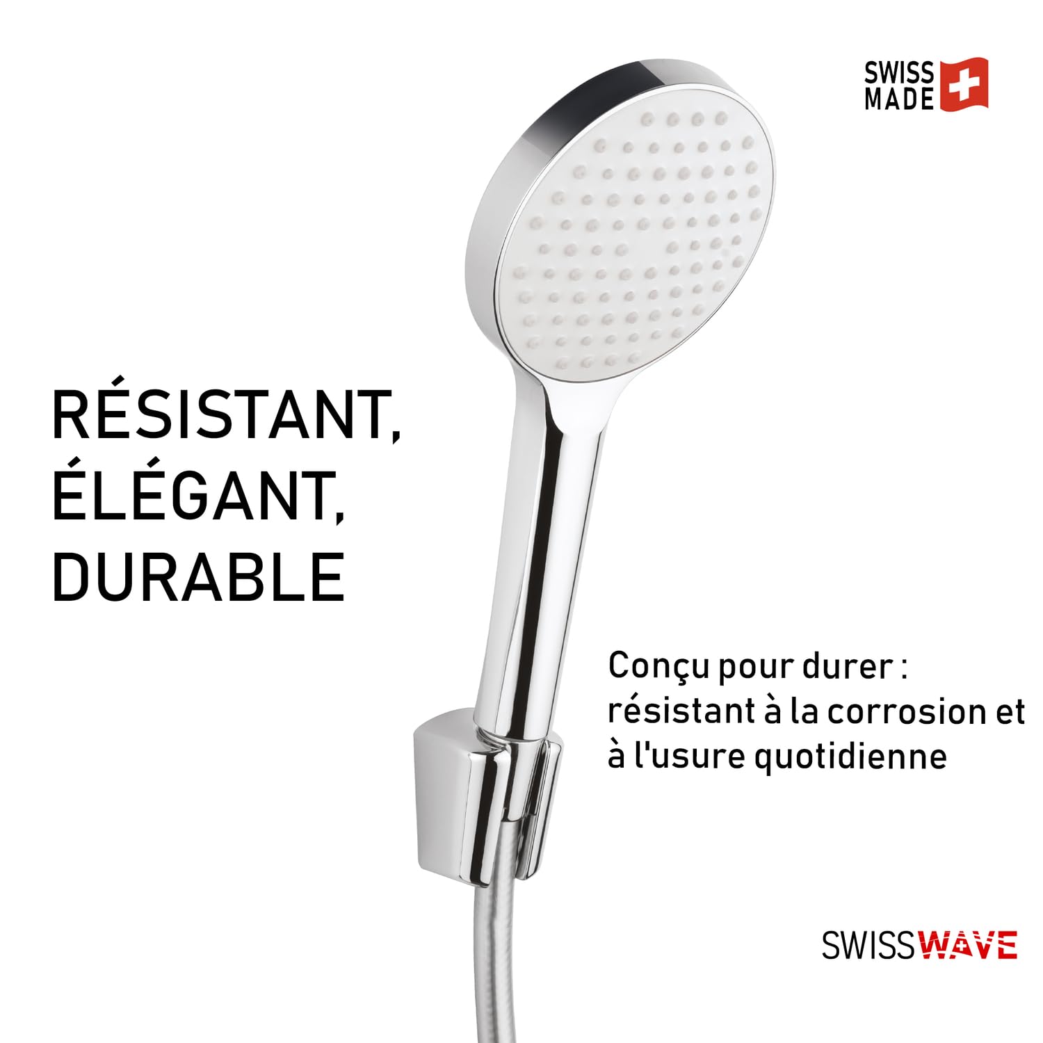 SwissWave 7640348271149 Ensemble Reno Kit Baignoire avec Douche à Jet Unique, Support Fixe, Flexible Inclus, Chromé, Plastique, 300 g