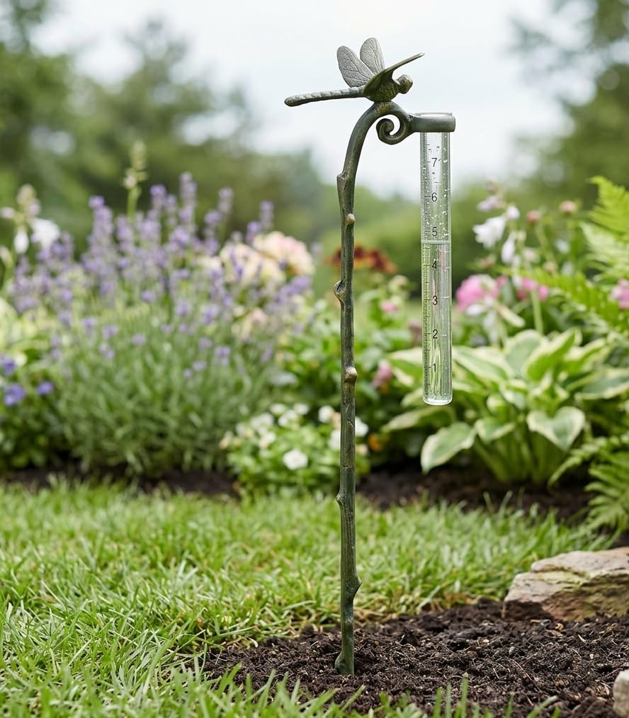SPI Regenmesser Libelle Gartenstecker Home Aluminium Messgerät für Niederschlag