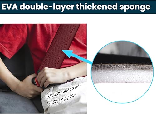 Miniatura 3 de Almohadillas para cinturón de seguridad de automóvil, paquete de 2 fundas de cuero de fibra para cinturón de seguridad, más comodidad al conducir y