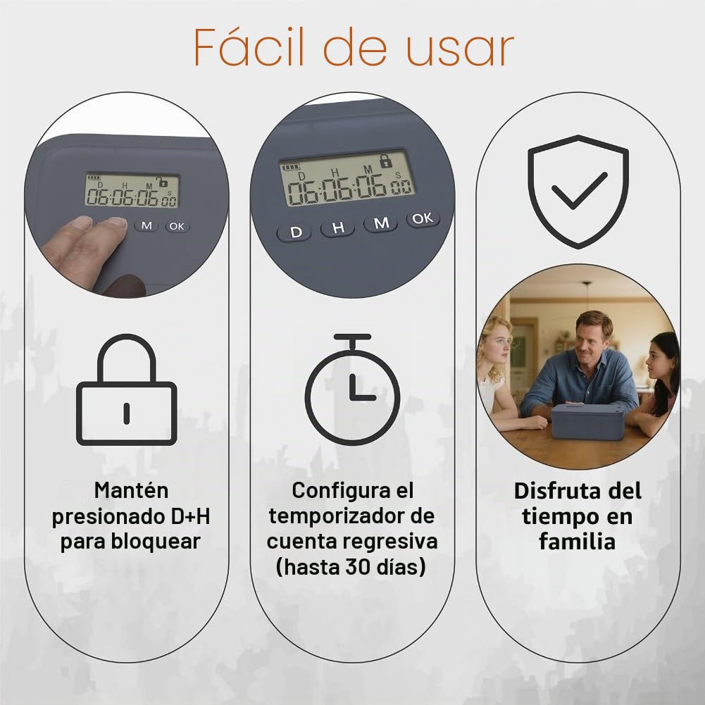 Caja de bloqueo temporizada con temporizador digital de cuenta regresiva y cerradura de combinación, contenedor de almacenamiento ABS de 2.8 L para teléfonos, aperitivos, medicamentos y electrónica