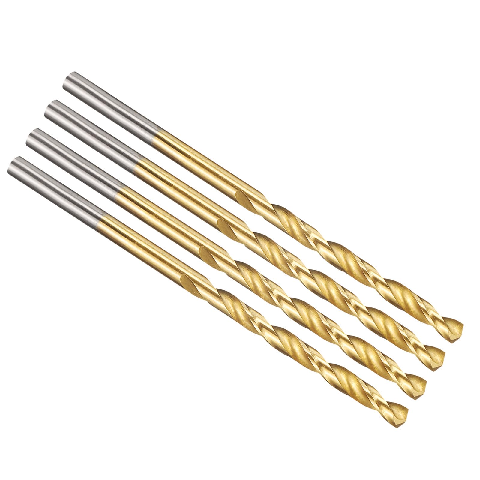 PATIKIL 3mm Drill Bit, Jobber Straight Shank M2 High-Speed Steel 135° Titanium Nitride TiN Coated for Stainless Steel Hard Metal - 4 Pack