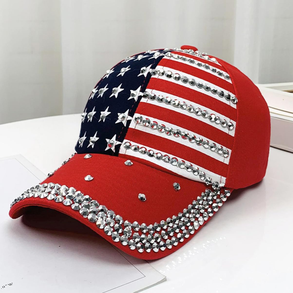 Sombrero De La Americana Sombrero De Sol para Mujer Tapas De Diamantes De Imitación Women Sombreros De Mezclilla para Mujer para Mujeres Paño
