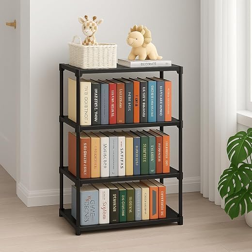 4 Tier Book Self Portable Book Shelf, Kids Books Racks for Home Plastic, Bookshelf for Home, Book Shelves, Stand, Organize...
