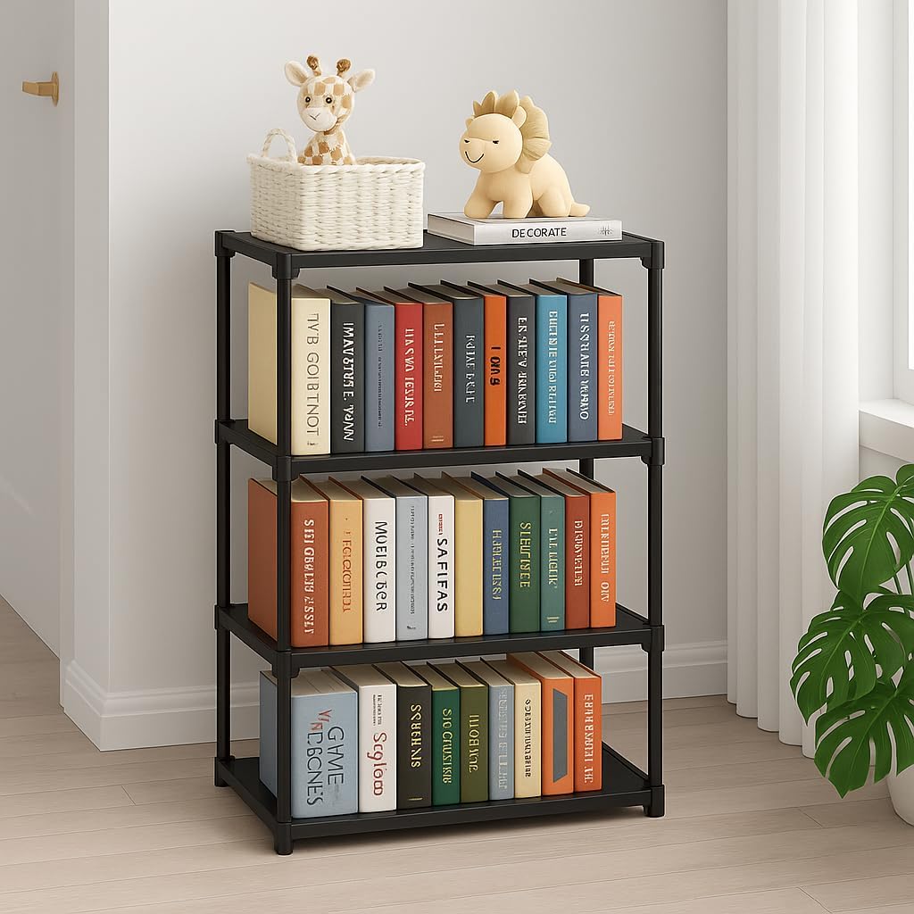 4 Tier Book Self Portable Book Shelf, Kids Books Racks for Home Plastic, Bookshelf for Home, Book Shelves, Stand, Organize...