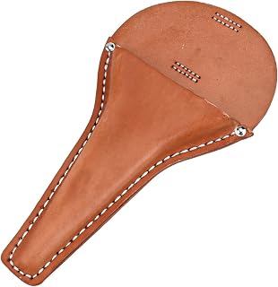 Leather Tool Pouch with Belt Loop for Small Scissors | leather build, belt loop design, fits scissors pliers, brown finish, daily use