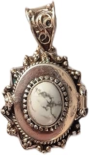 White Howlite Pendant, Poison Pendant, Poison Box Pendant, Handmade Poison Pendant, White Turquoise Pendant, Compartment Box Pendant, Vintage Box Pendant, Openable Box Pendant, Halloween Gifts