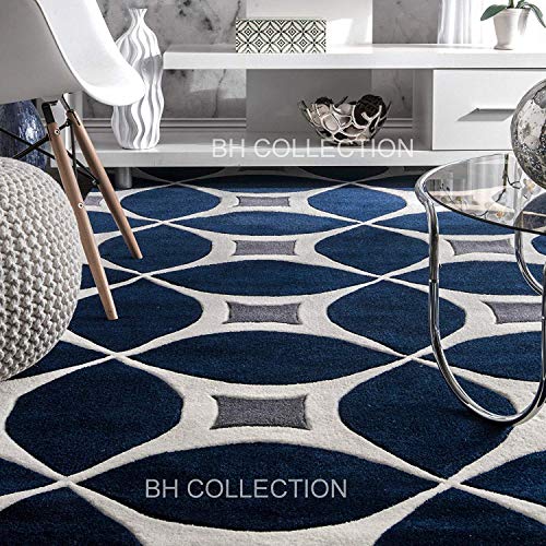 Image of Classical Look Embossed Curved Handmade Tufted Woolen Thick Plain Round Carpet for Bedroom Hall Size 4 feet Daimeter (120X120 cm Round) Multi