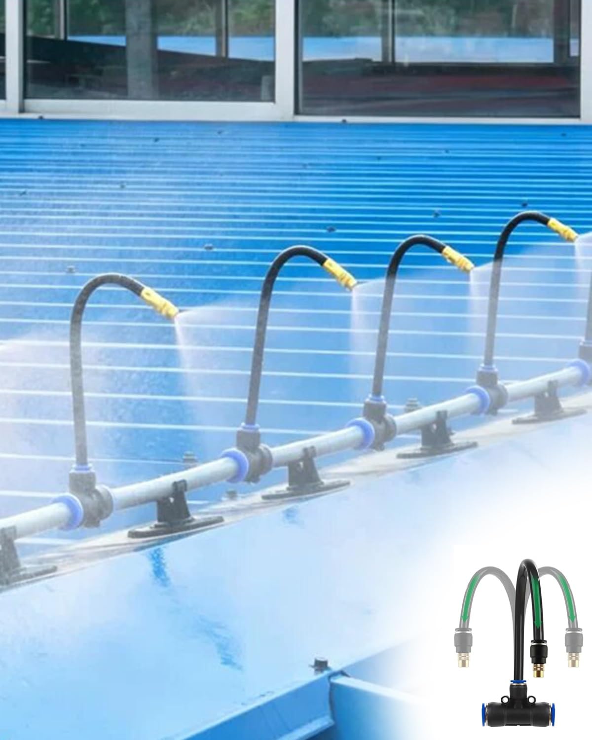 Irrigazione a Goccia Kit di Irrigazione a Goccia Rotante per Tetti, Set di Raffreddamento per Nebulizzatore da Giardino, Attrezzatura per Irrigazione con Ugelli Rimovibili | 10m/33ft