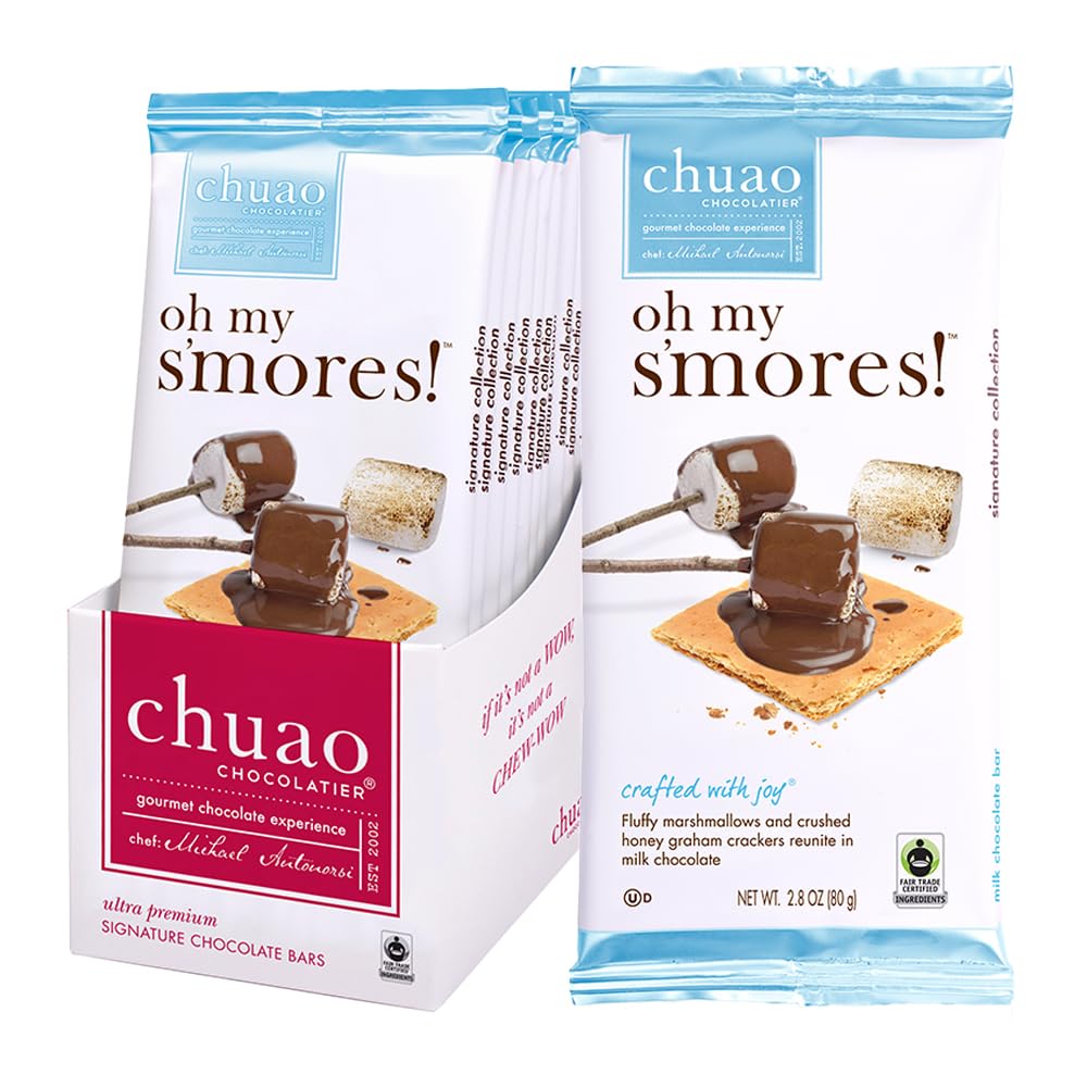 Chuao Chocolatier Oh My S'mores Milk Chocolate Bars | Gourmet Chocolate Artisan European No Preservatives | For Gift Baskets, Christmas, Valentines