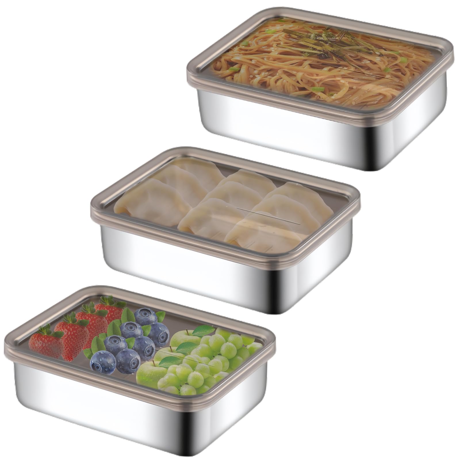 5 Edelstahl Aufschnittboxen 800ml - Stapelbar Für Kühlschrank & Gefrierschrank