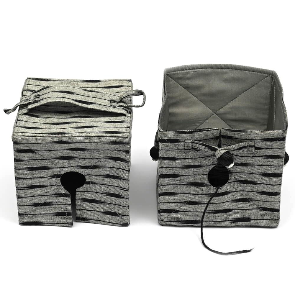 Lantern Moon Boîte à Tricoter Ikat Soie Floral Cube Avec Poignée - Rangement Fil à Tricoter 12.5cm