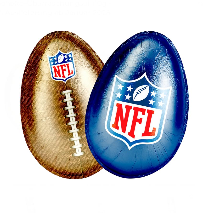 NFL Maxi Schoko Überraschungsei 2er Set – Offizielles American Football Überraschungsei mit Spielzeug – Schokolade & Sammelfigur – NFL Fan Geschenk für Kinder & Fans