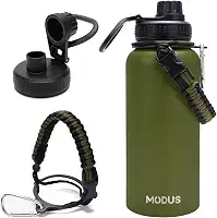 Garrafa Térmica De Água Isolada 1000ml Quente & Frio De Aço Inox Com Alça (Verde)
