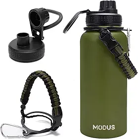 Garrafa Térmica De Água Isolada 950ml Quente & Frio De Aço Inox Com Alça (Verde)
