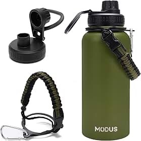 Garrafa Térmica De Água Isolada 1000ml Quente & Frio De Aço Inox Com Alça (Verde)